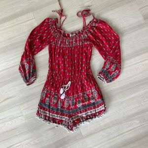 Band of Gypsies Red Floral Off-Shoulder Top